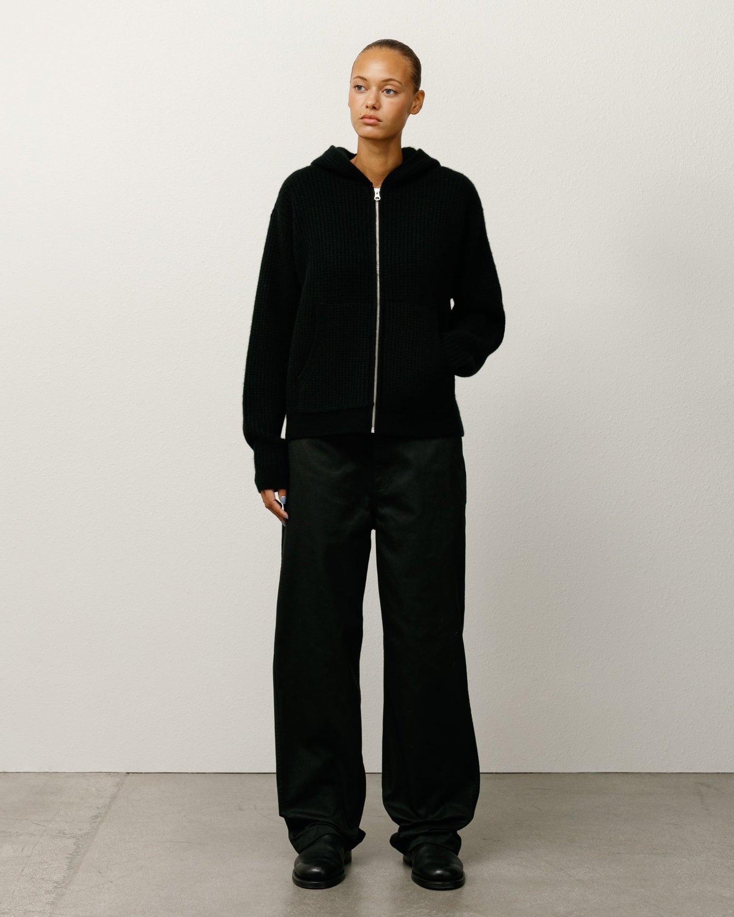 WAFFLE CASHMERE ZIP HOOD SWEATER ЅТÜЅЅΥ