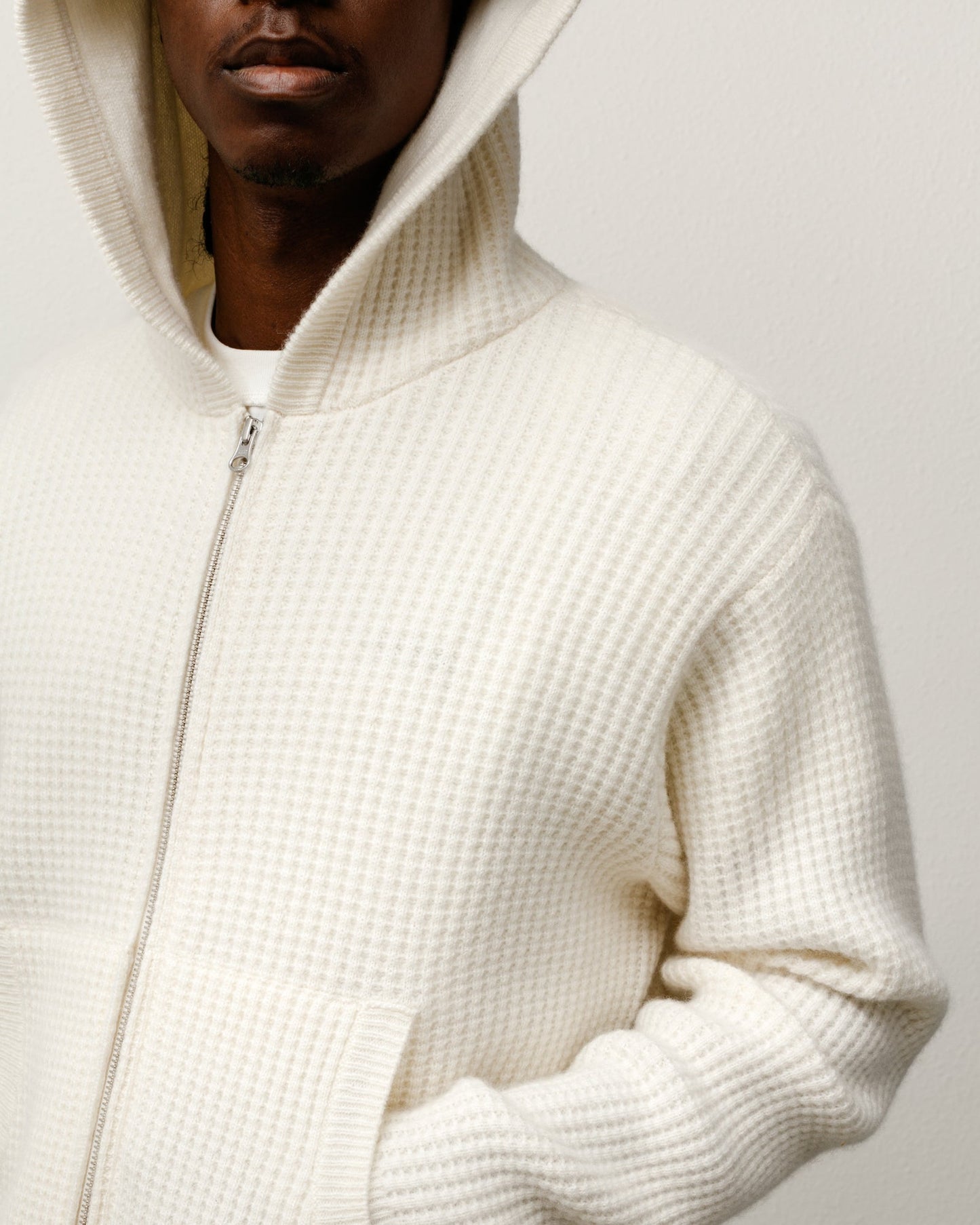 WAFFLE CASHMERE ZIP HOOD SWEATER ЅТÜЅЅΥ