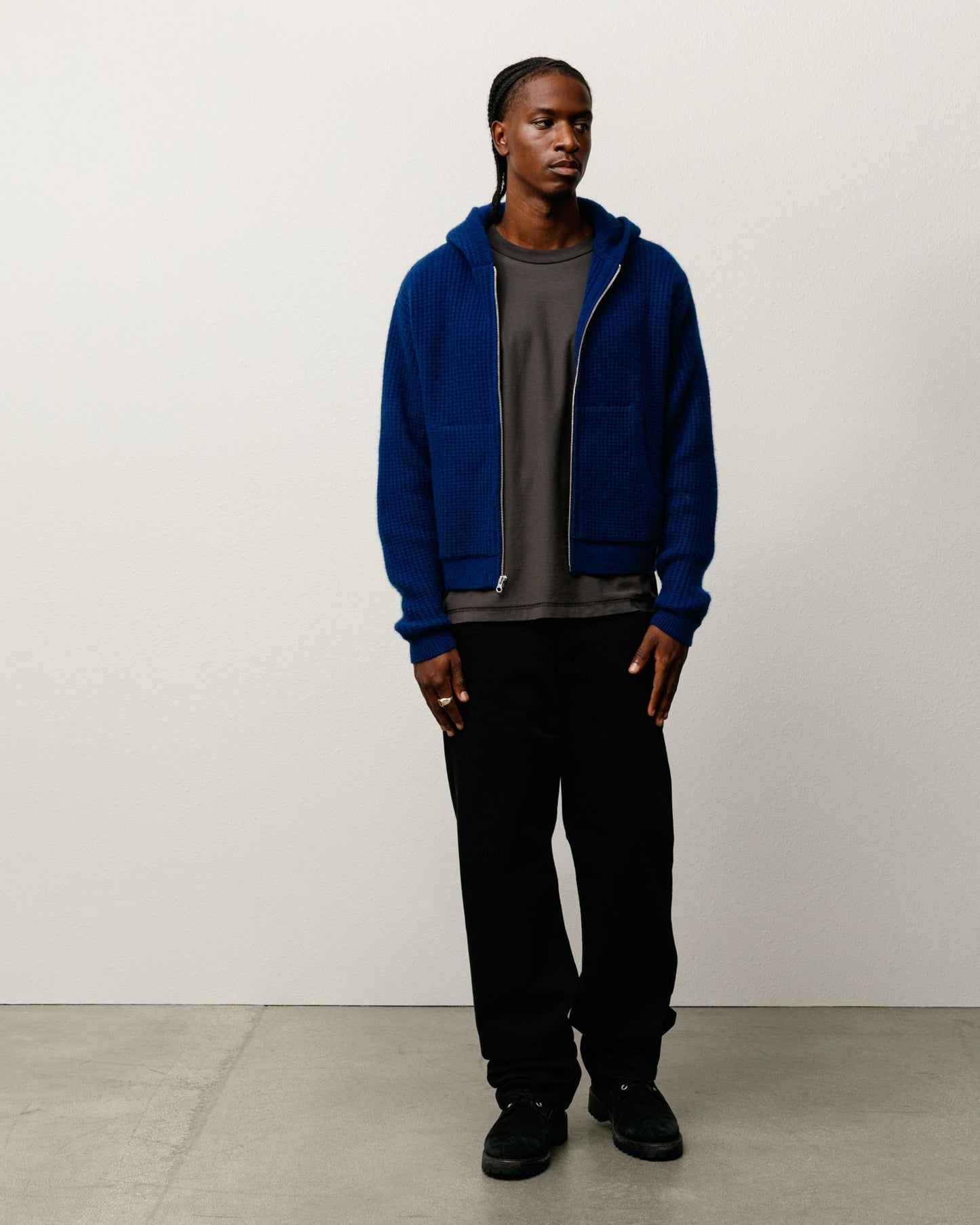 WAFFLE CASHMERE ZIP HOOD SWEATER ЅТÜЅЅΥ