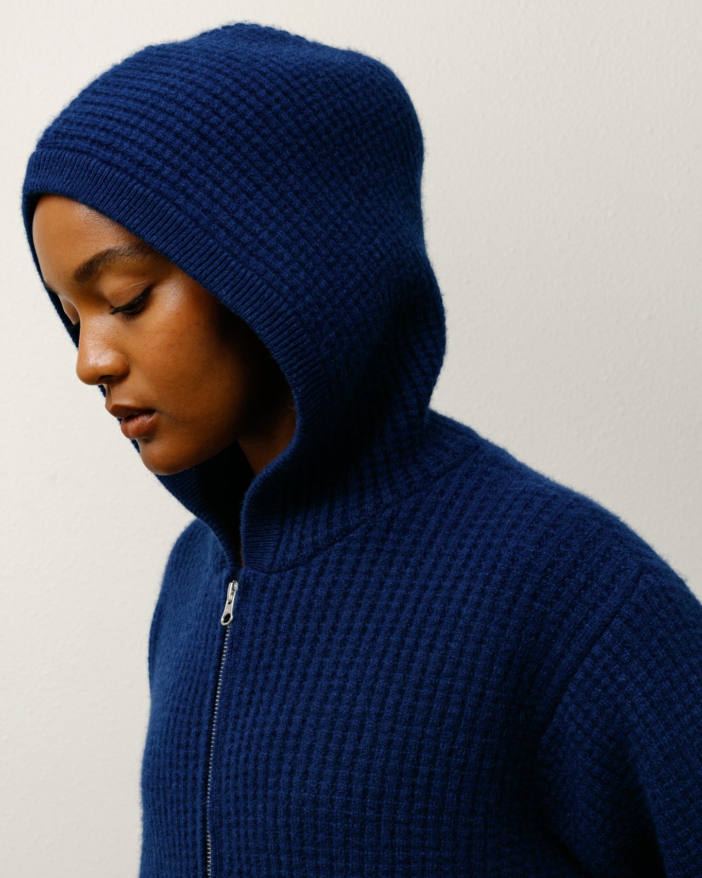 WAFFLE CASHMERE ZIP HOOD SWEATER ЅТÜЅЅΥ